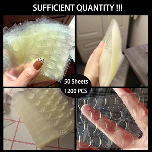 1200 Pcs 50 Sheets Nail Adhesive Tabs Nail Glue Stickers for Press on Nails