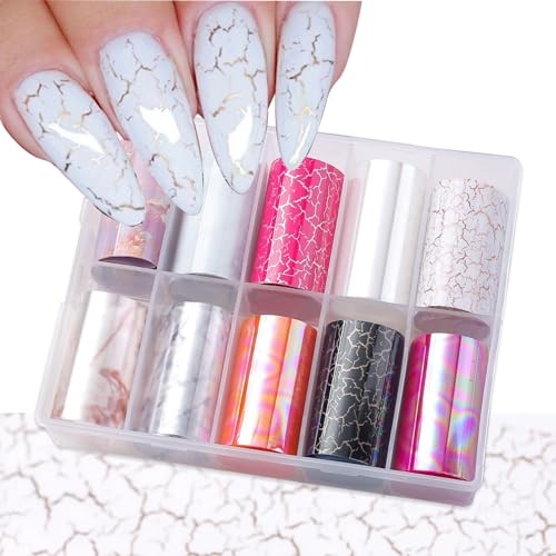 Iridescent Nail Foil Sheets – Holographic, Starry Sky, Marble, Neon Nail Kit2