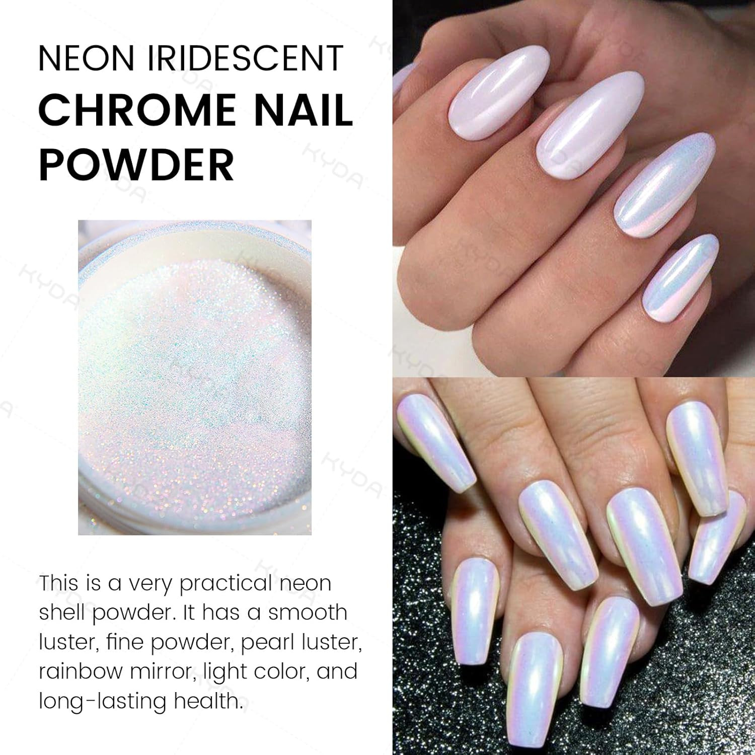 Ownest 2 Pcs Neon Chrome Nail Powder, Unicorn Chrome Nails Glitter Pigment