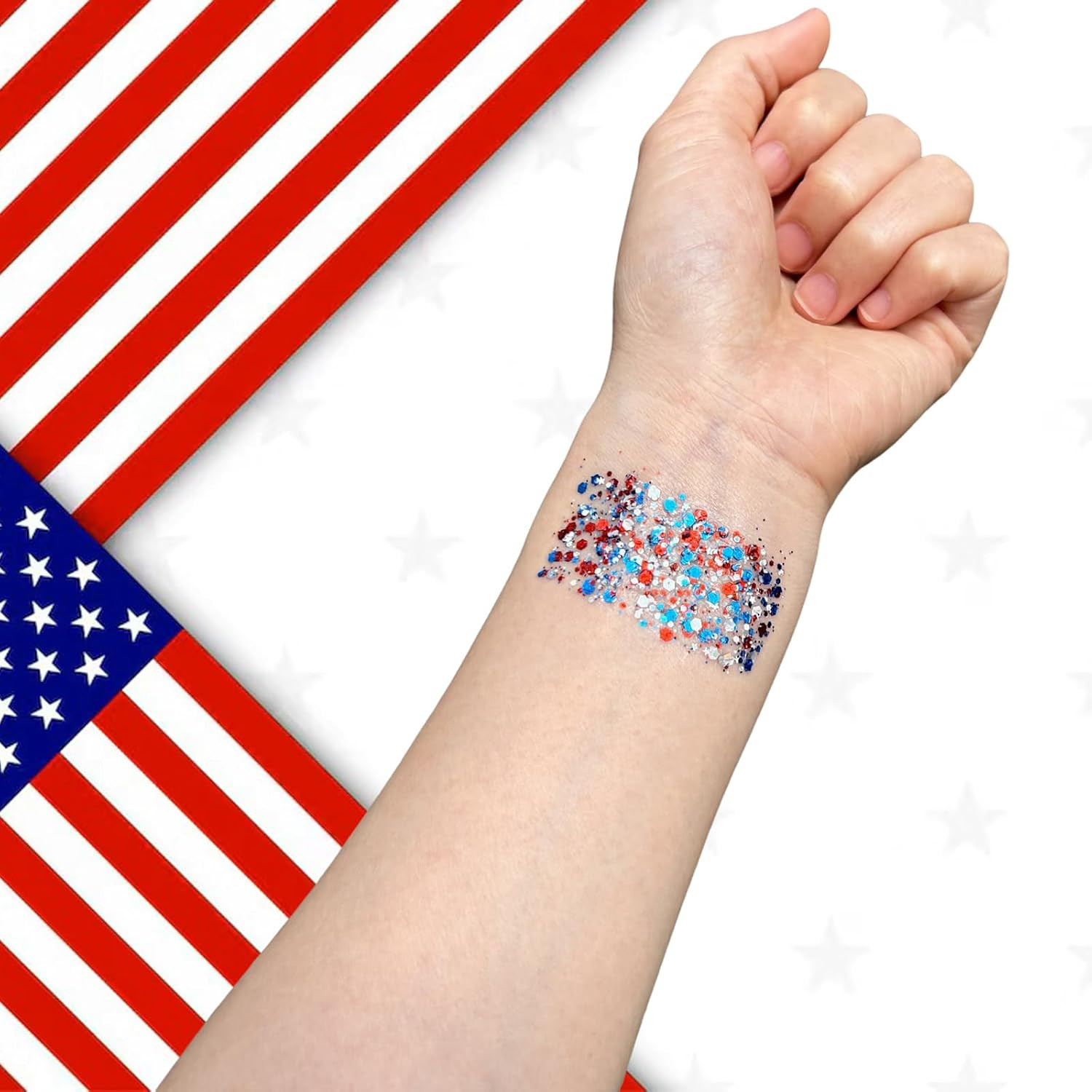 Patriotic Red White and Blue Body Glitter Stick,4Th of July Accessories,Sparklin