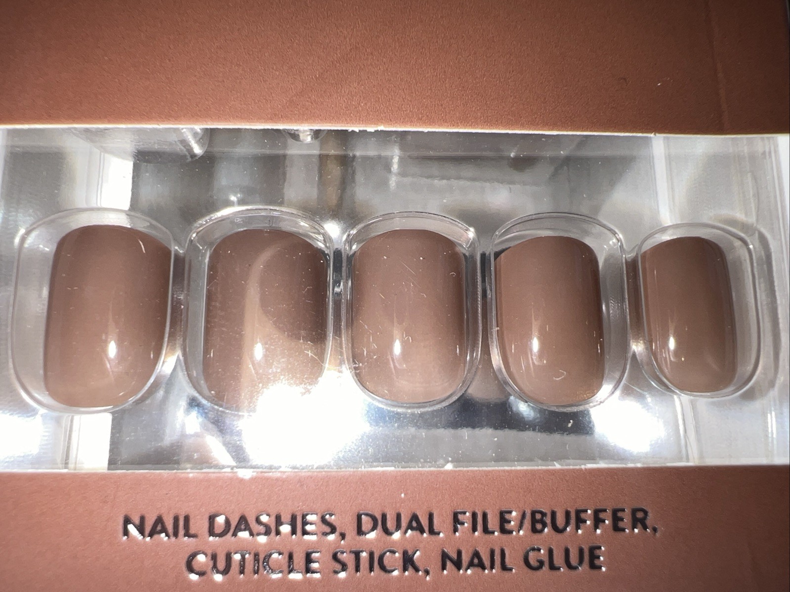 Red Aspen Nail Dashes*BERKLEY & LIZA*SHORT SQUARE*BROWN & WHITE SHINY*