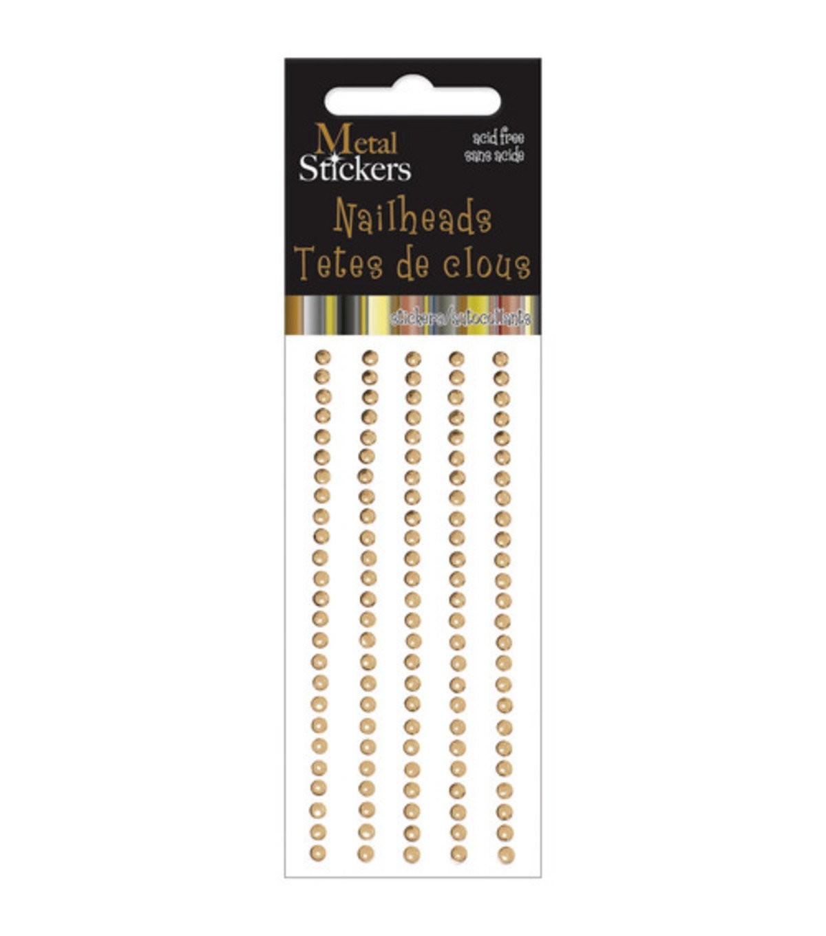 Mark Richards Metal Stickers Nailheads 3mm Round 125/Pkg-Gold 3mm, Gold