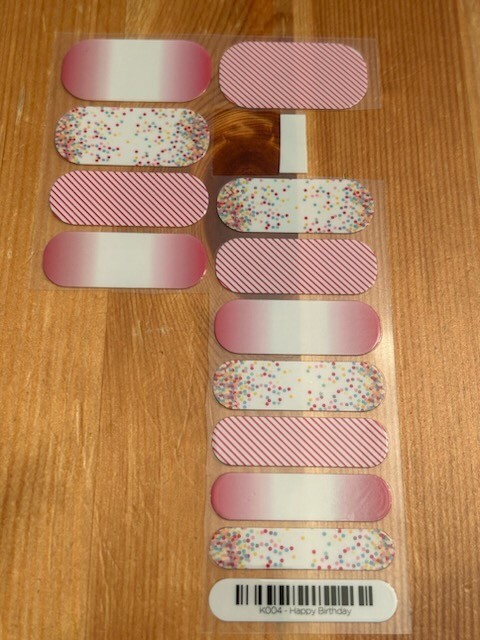 Jamberry Nail Wraps ~ HALF SHEET + ~ HAPPY BIRTHDAY Retired Mixed Manicure