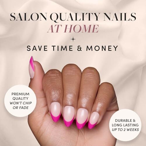 Press On Nails – Raspberry Sorbet | Semi-Transparent Magenta Dark Pink French