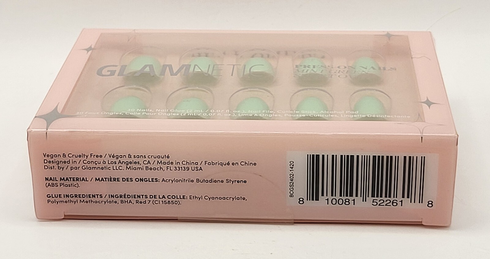 Glamnetic Press On Nails MINT GREEN | Short Oval UV Finish 30 Nail Kit w/ Glue