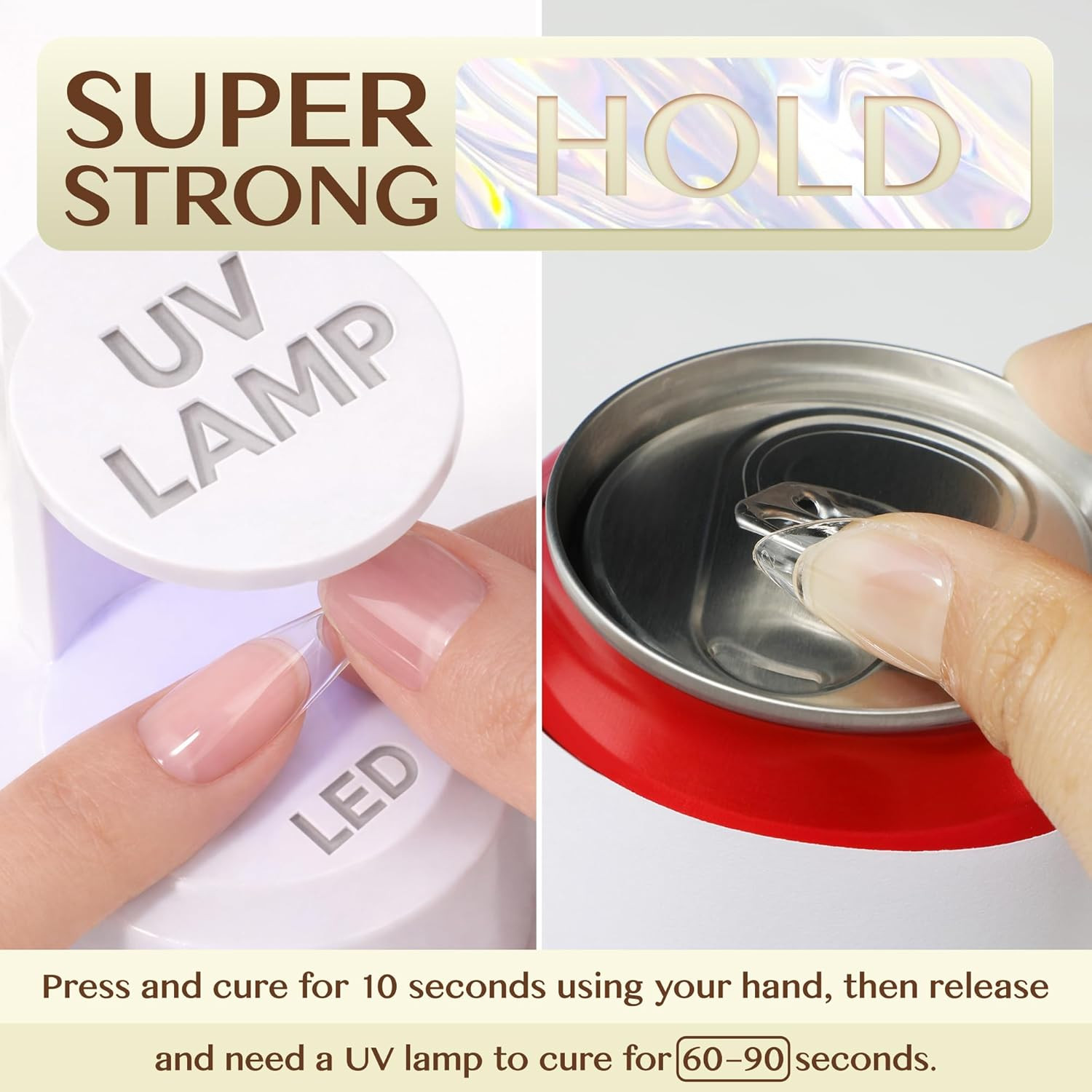 6 in 1 Gel Nail Glue for Clear Acrylic Nails Tips, 15Ml UV Nail Glue Long Lastin
