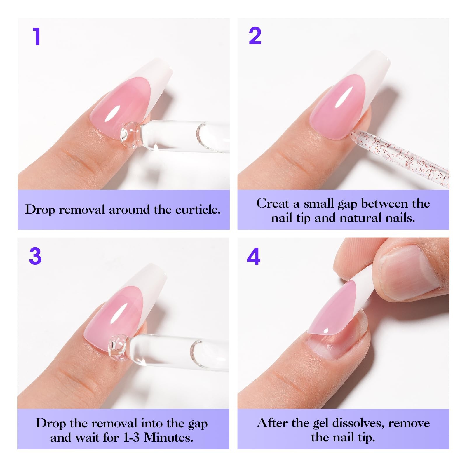 Gellen Nail Glue Remover 40ml, Non-Acetone, Odorless, for Press On Nails