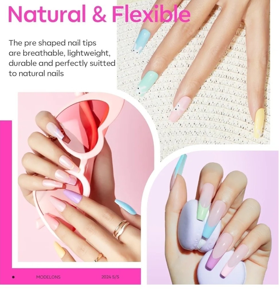 Gel Nail Kit, Nail Tips and Glue Gel Kit with 9-In-1 Glue, 500Pcs Long Coffin