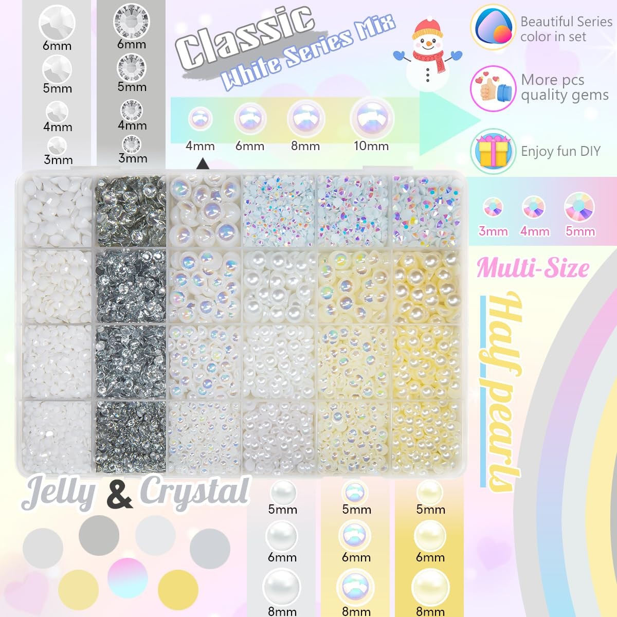 qiipii White 310mm Flatback Pearls and Rhinestones w B7000 Jewelry Glue for B…