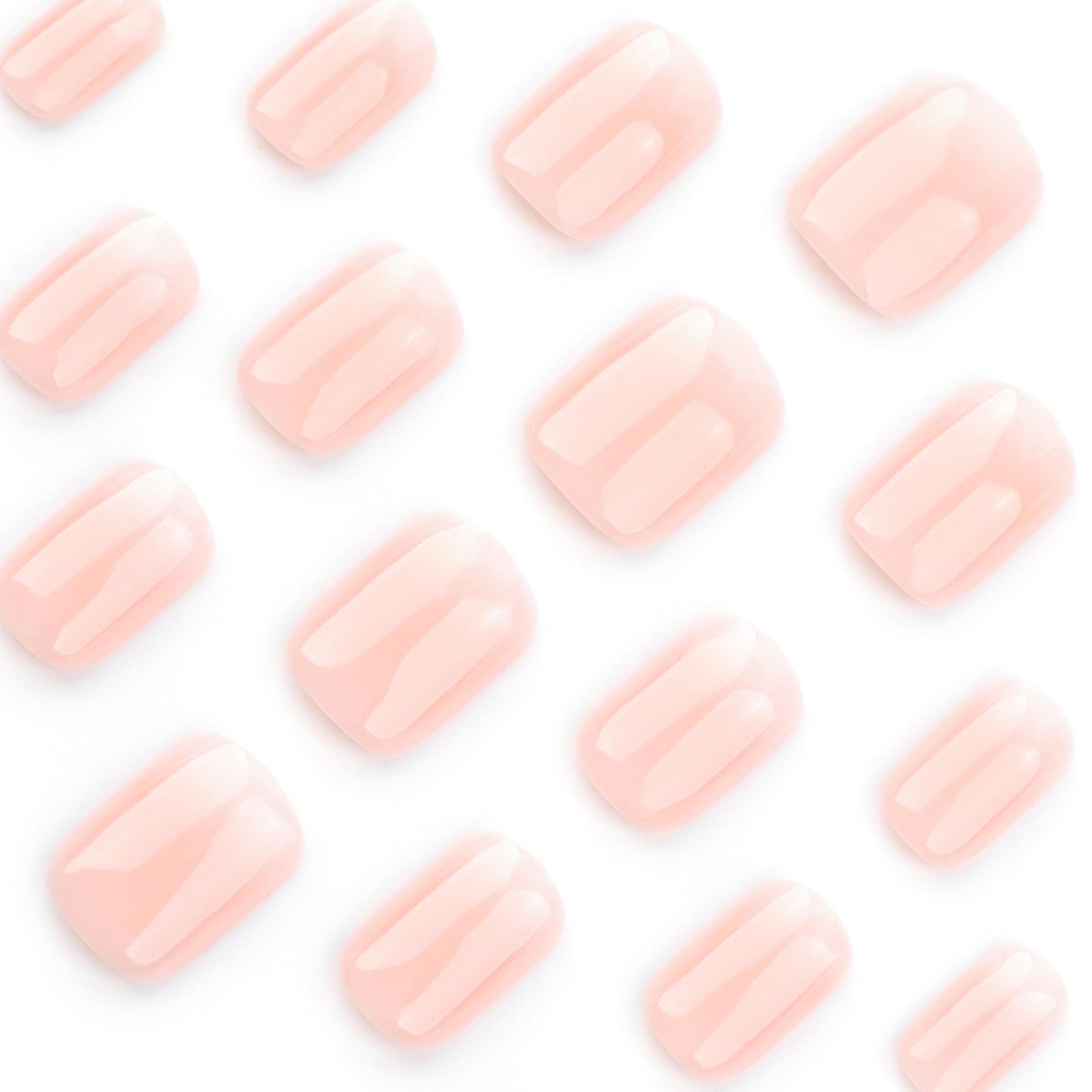 Pink Ombre Press On Nails Extra Short Square, French Tip Designer Fake Nails …