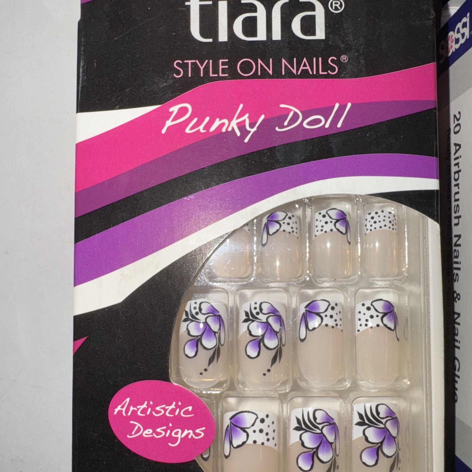 3 pack PARTY NAILS- 1 touch Press On Pre-Glued, 12 fake nails, Short Lenght