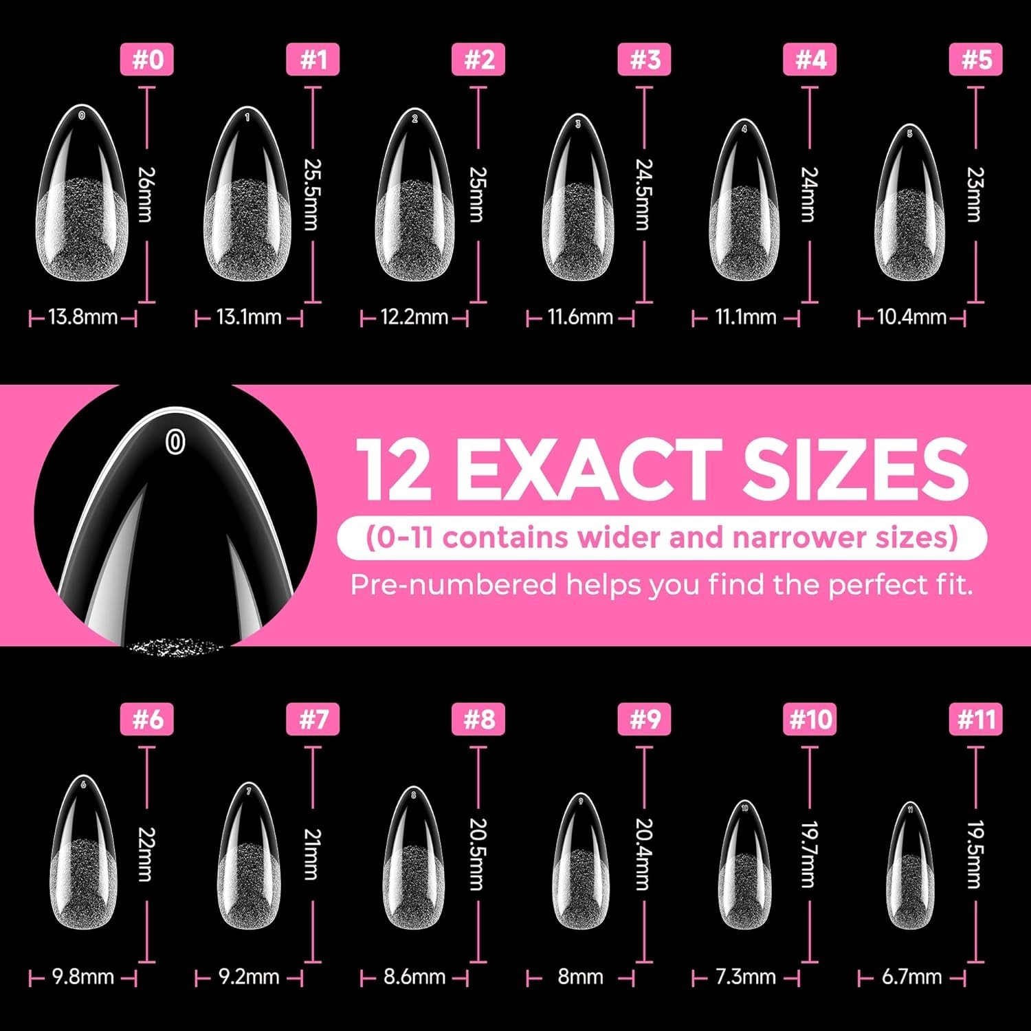Professional Quality Almond Shaped Nail Tips – 216pcs, Perfect for All Occasions
