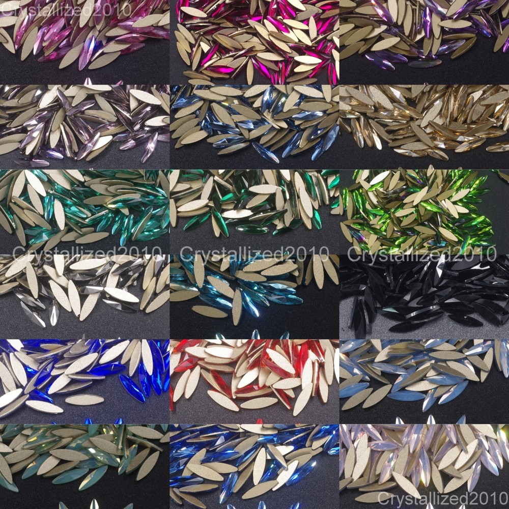 Top Quality Czech Crystal Rhinestone Navette Flatback Nail Art Decoration 3x11mm