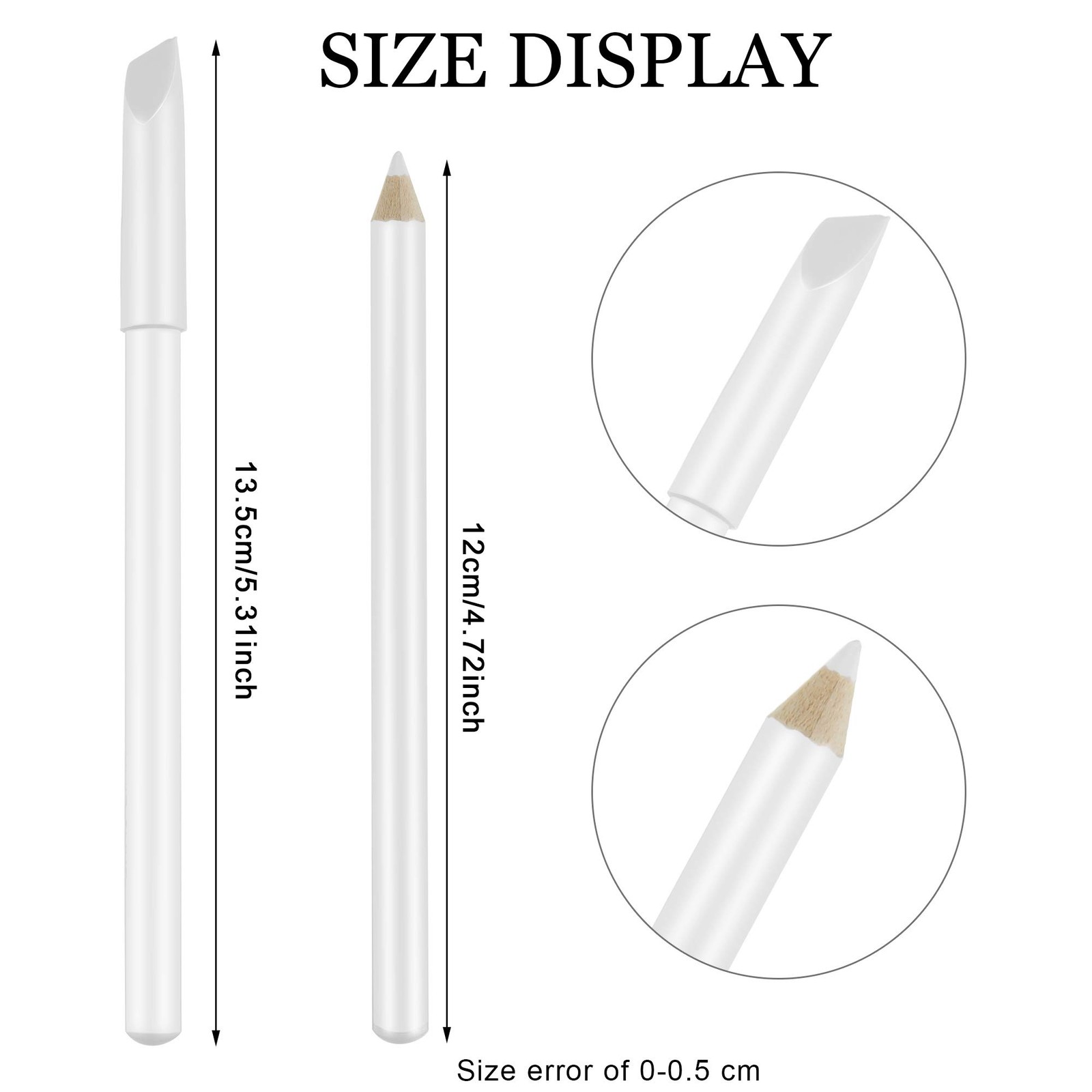 2 Pcs Nail Whitening Pencil 2-In-1 Manicure White Nail Pencil w/ Cuticle Pusher