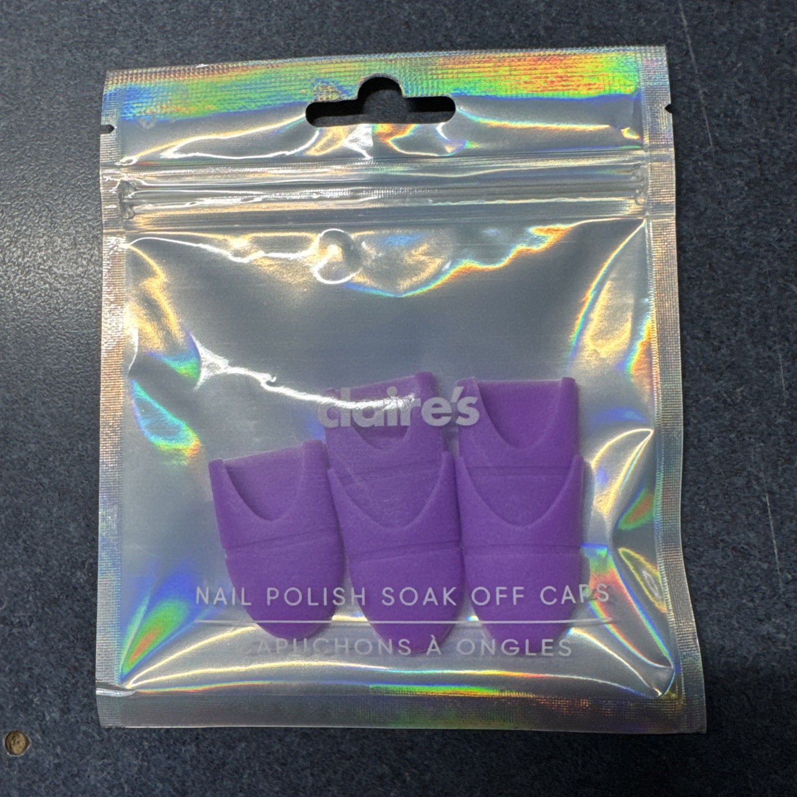 Nail Polish Soak Off Caps Brand New Purple 5 Caps Claire’s Sealed Package