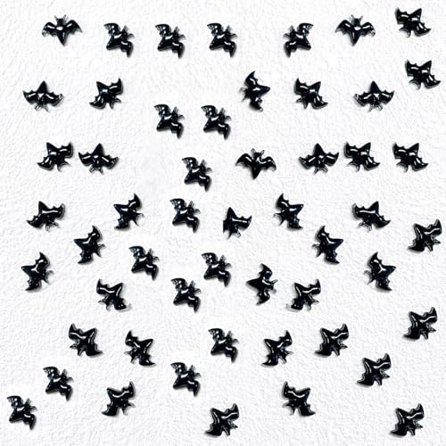 200Pcs Black Halloween Bat Nails Charms 3D Resin Black Bat Nail black
