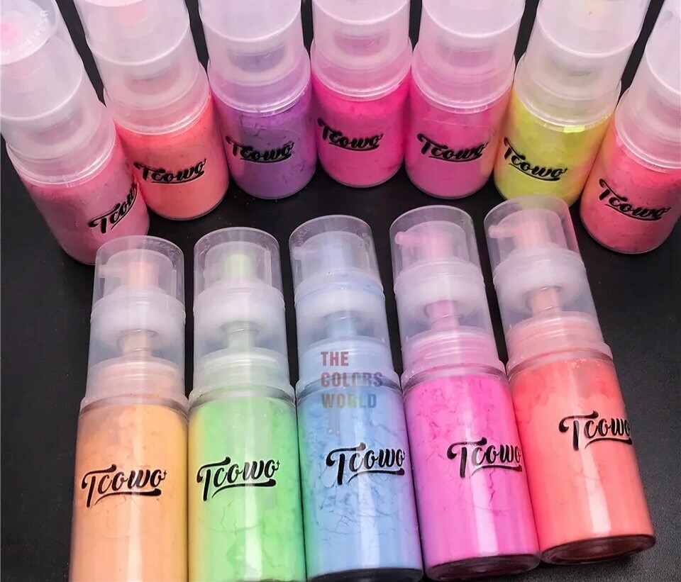6 Colour Set Neon Pigment Nail Art Powder spray for Ombre nails face Body