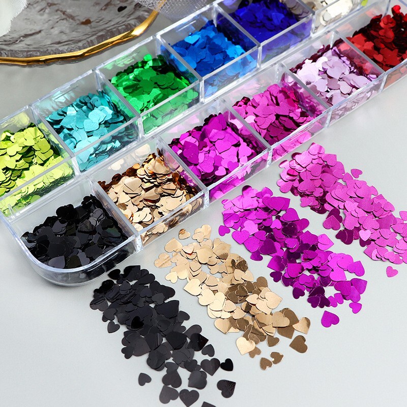 Multi-Color Heart Love shape Nail Art Sequin Glitter Flakes DIY Decor for Nails