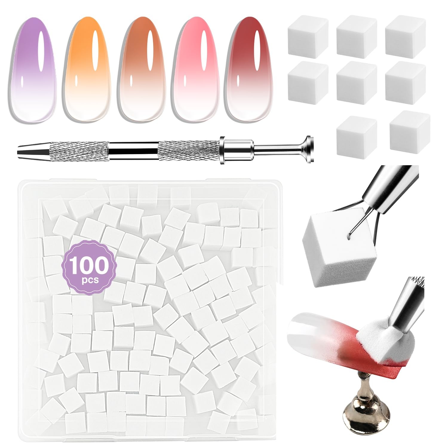 JODSONE 100PCS Soft Nail Multiple colors for gradient and blush nail art