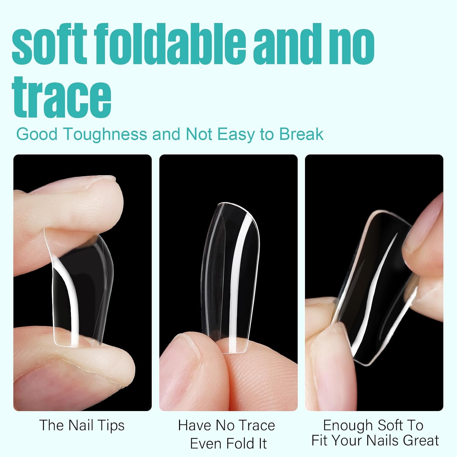 Short Square Nail Tips, 504Pcs Clear Press on Nails Square Full Cover Nail Tips