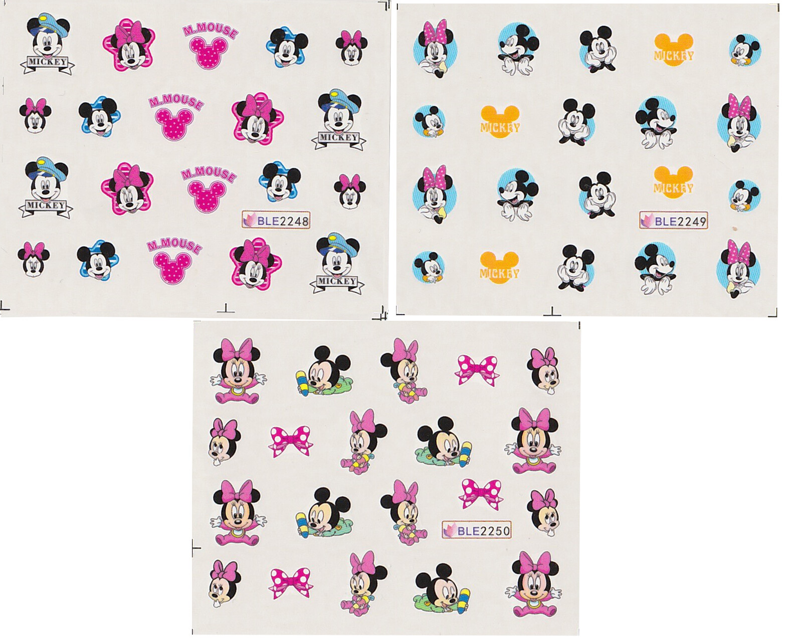 1-11 sheets Kids Mickey Mouse Nail Stickers Minnie Bow Ears Gift Goode Bag B-day