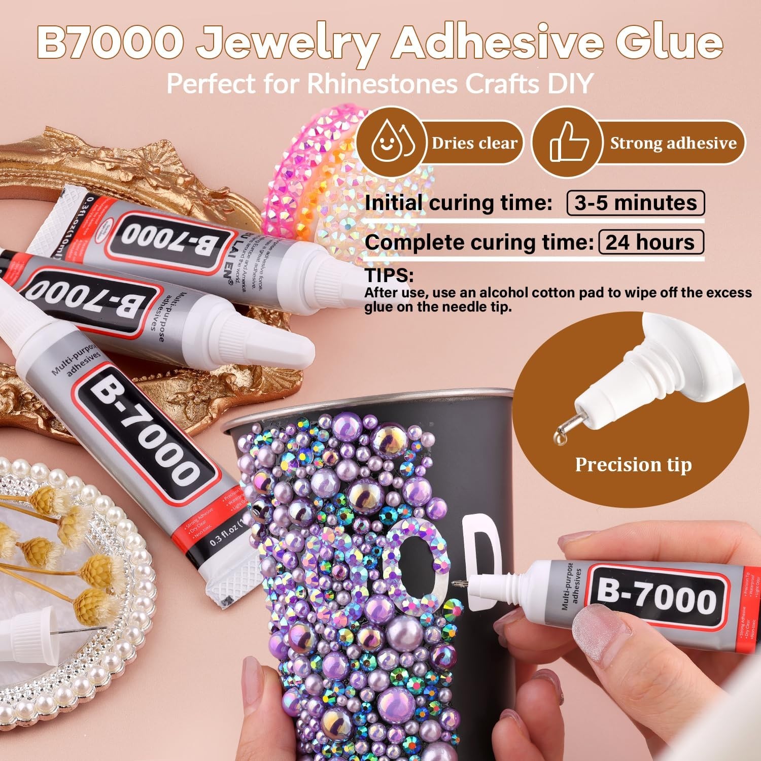 Mixed Size Flatback Pearls & Rhinestones Kit for Crafting, Nail Art, DIY Decor