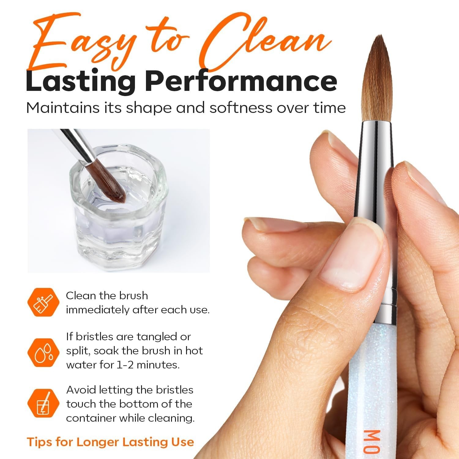 Pro Luxe Acrylic Nail Brush, 100% Pure Kolinsky Sable Hair Size 10 Oval Crimp…