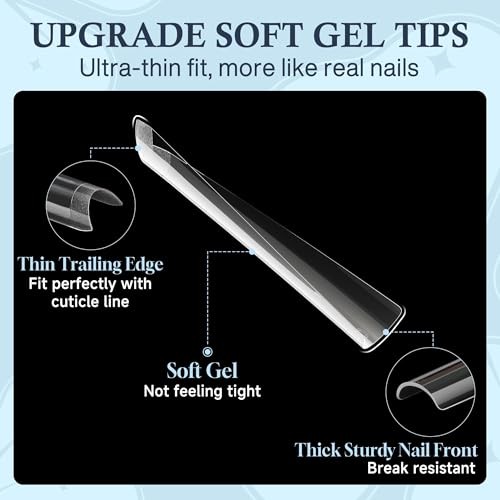 XXL Nail Tips Square 120 Pcs 12 Sizes – No C Pre-buff Square 2XL – Half cover