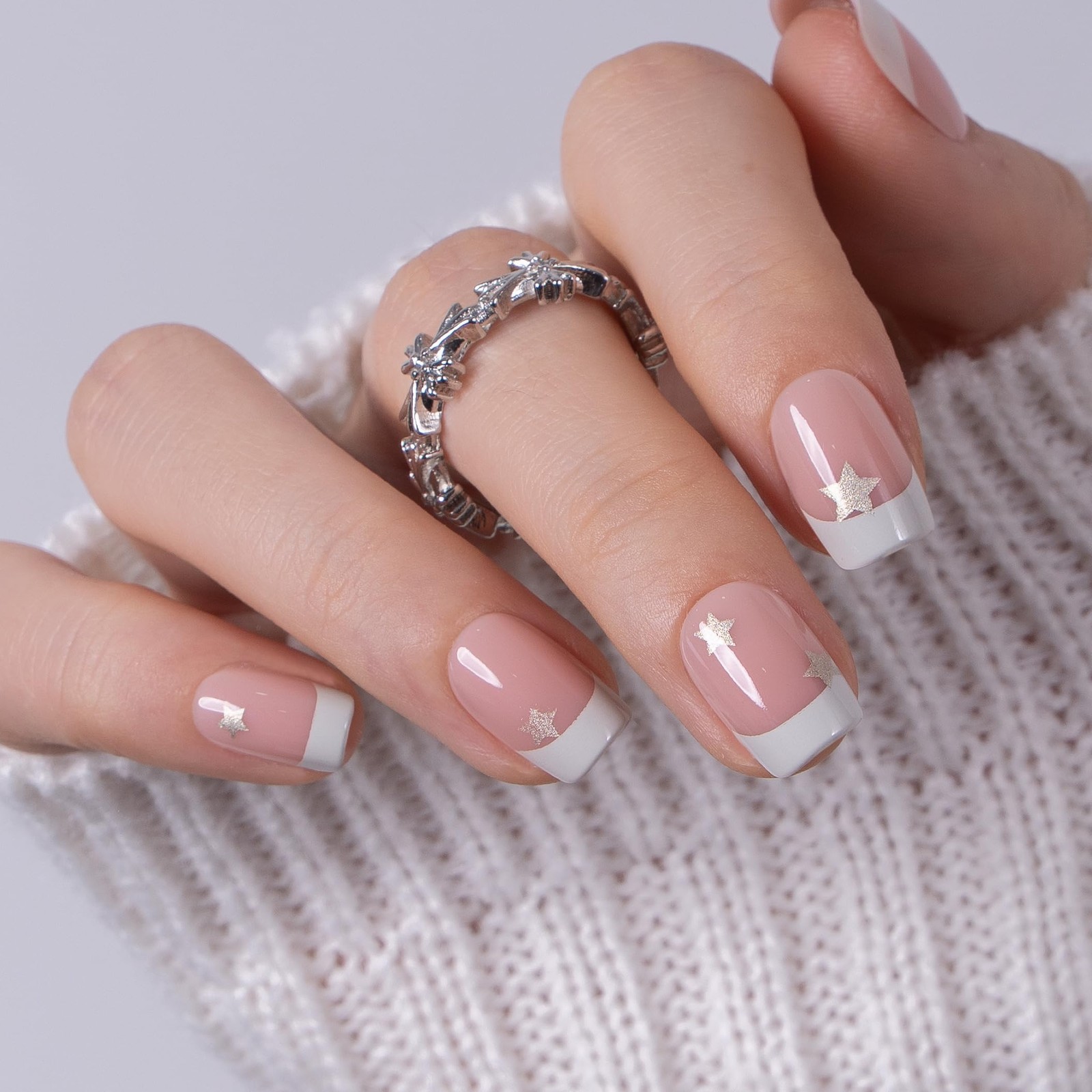 CurvLife Star French Square Press On Nails