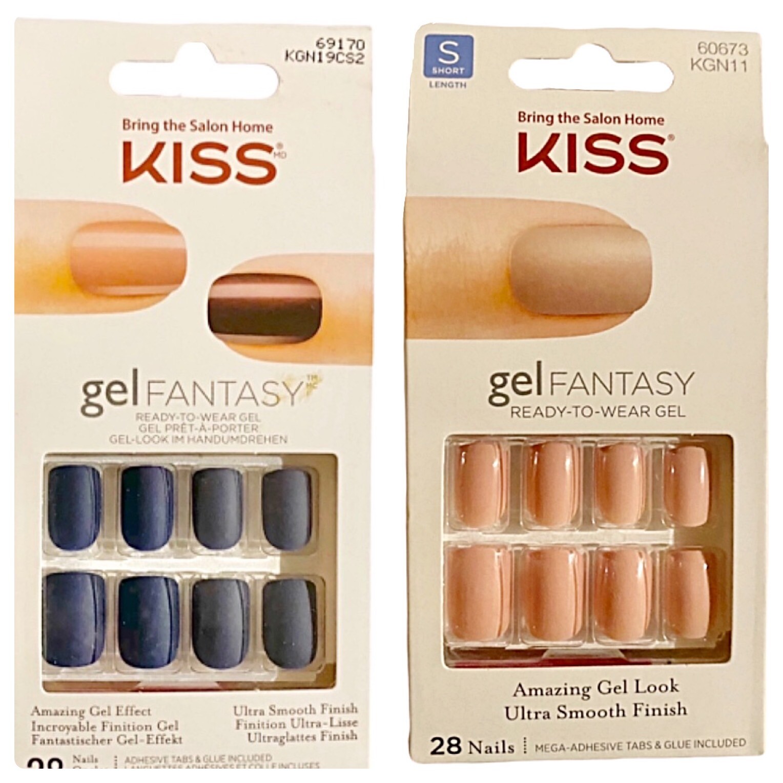 Kiss Gel Fantasy & Salon Color Short Length Glue-On Nails‼️Added New Colors‼️