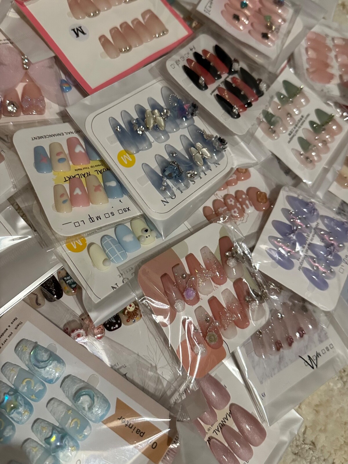 Mystery 5 Sets Handmade Press-On Nails Surprise Gift Set, Multi Size, Reuseable