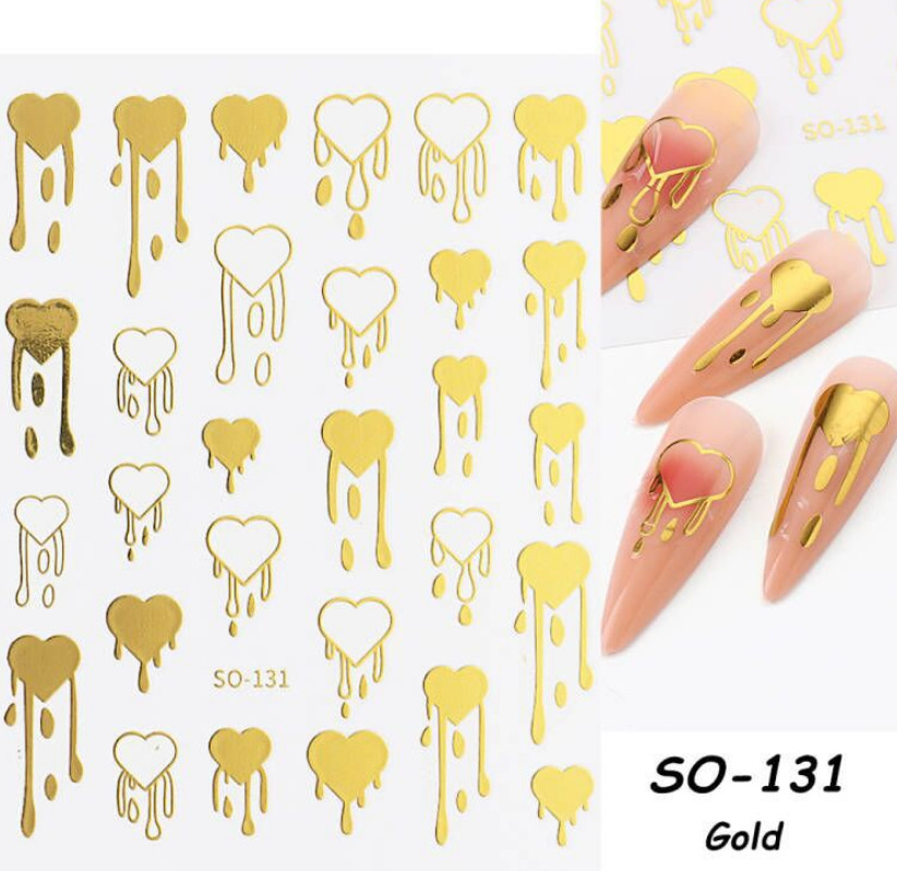 3D Nail Stickers Waterdrop Flame Heart Nail Art Decoration Decals SO131 NS39