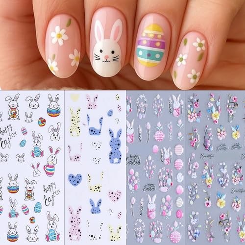 5D Nail Art Stickers 3D Self-Adhesive Easter Colorful Cute Embossed Easter