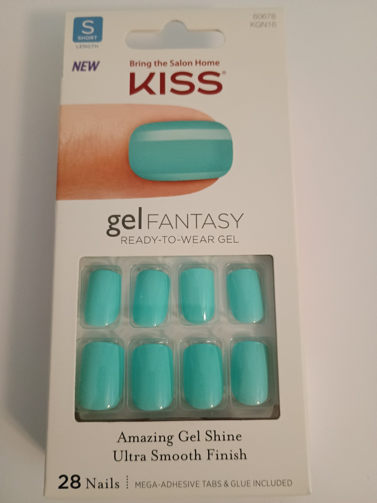 Kiss Gel Fantasy Short Length Glue-on False Nails – #60678 Mint Green Blue (1)