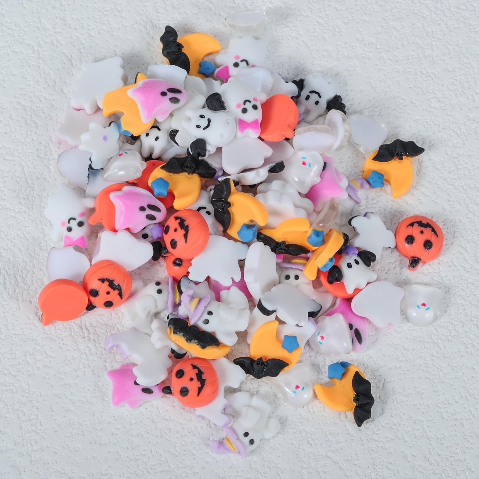 90Pcs Halloween Resin Charms for Nails, 3D Pumpkin Ghost Bat Cute Nail Charms…