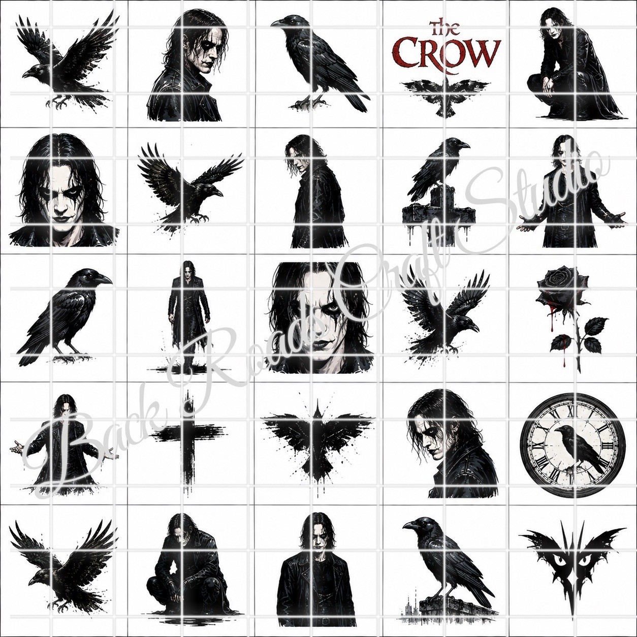 The Crow Movie Nail Waterslide Decals set of 50 JM + Instructions, Bonu