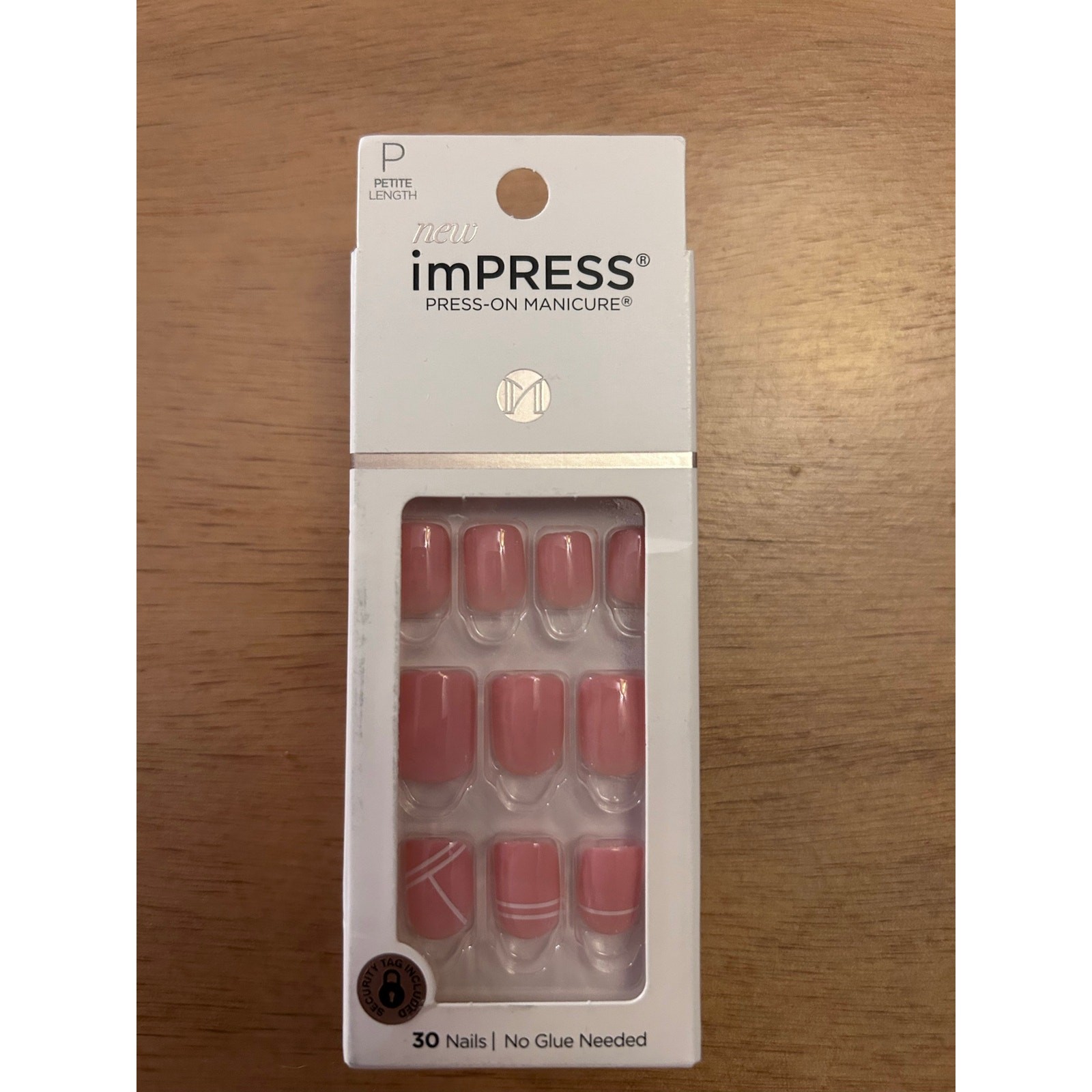 New Impress 30pc Press-On Manicure Nails Light Pink w/White 🩷🤍 No Glue Needed