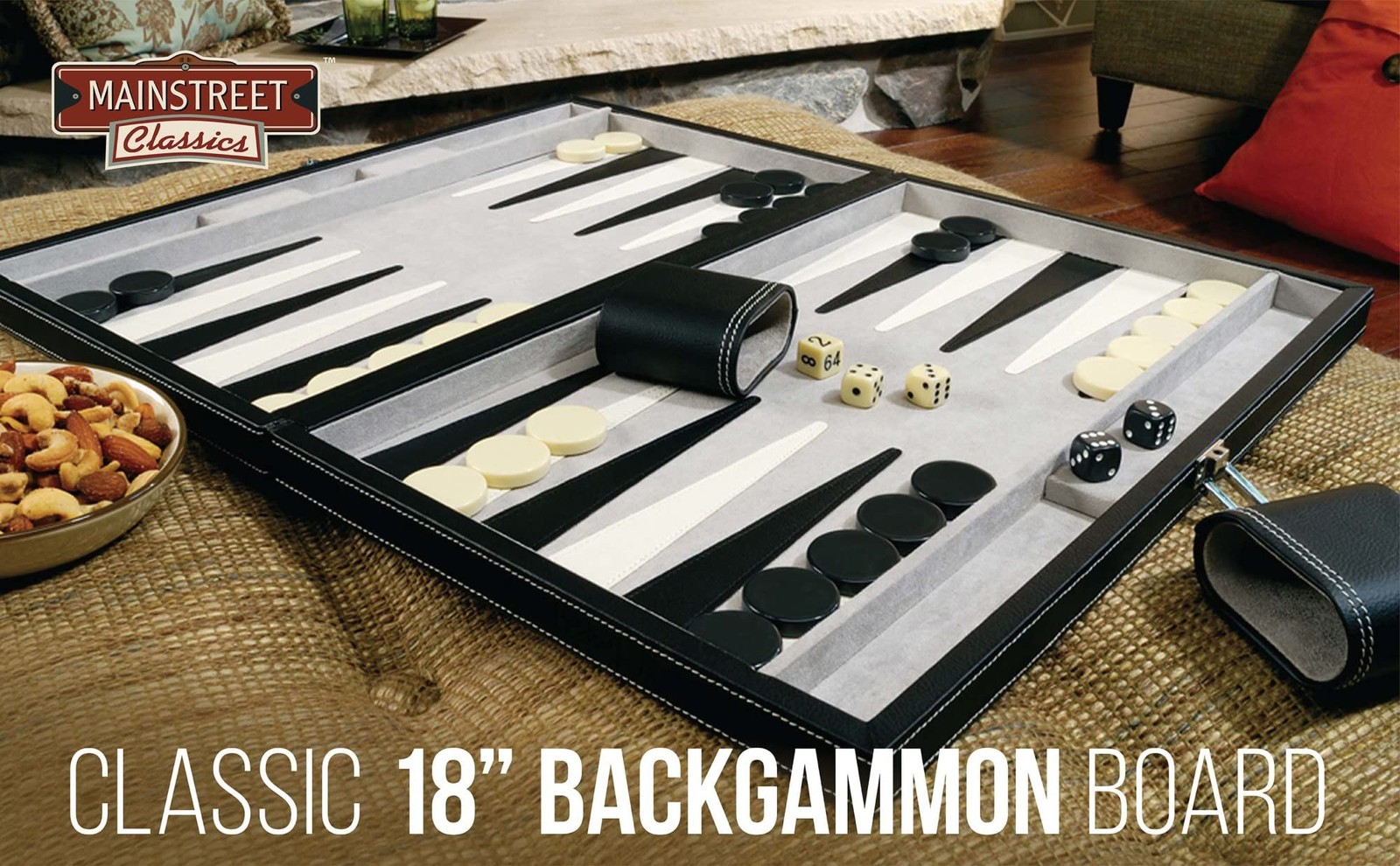 Mainstreet Classics 18-Inch Backgammon Board Game Set 18 Inch, Multi