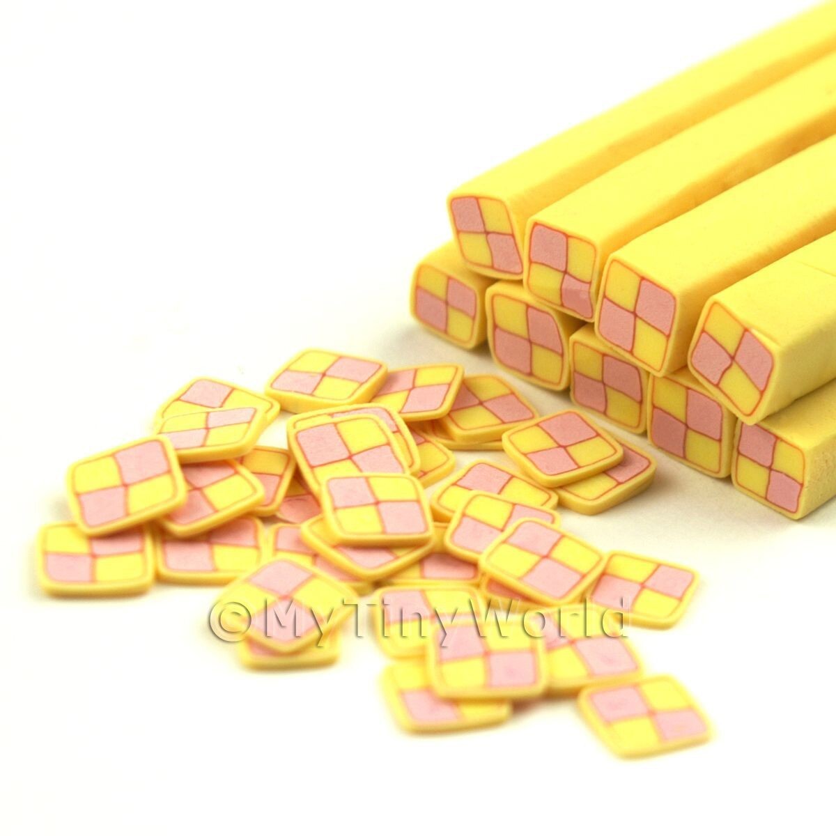 2 x Handmade Battenberg Cake Nail Cane