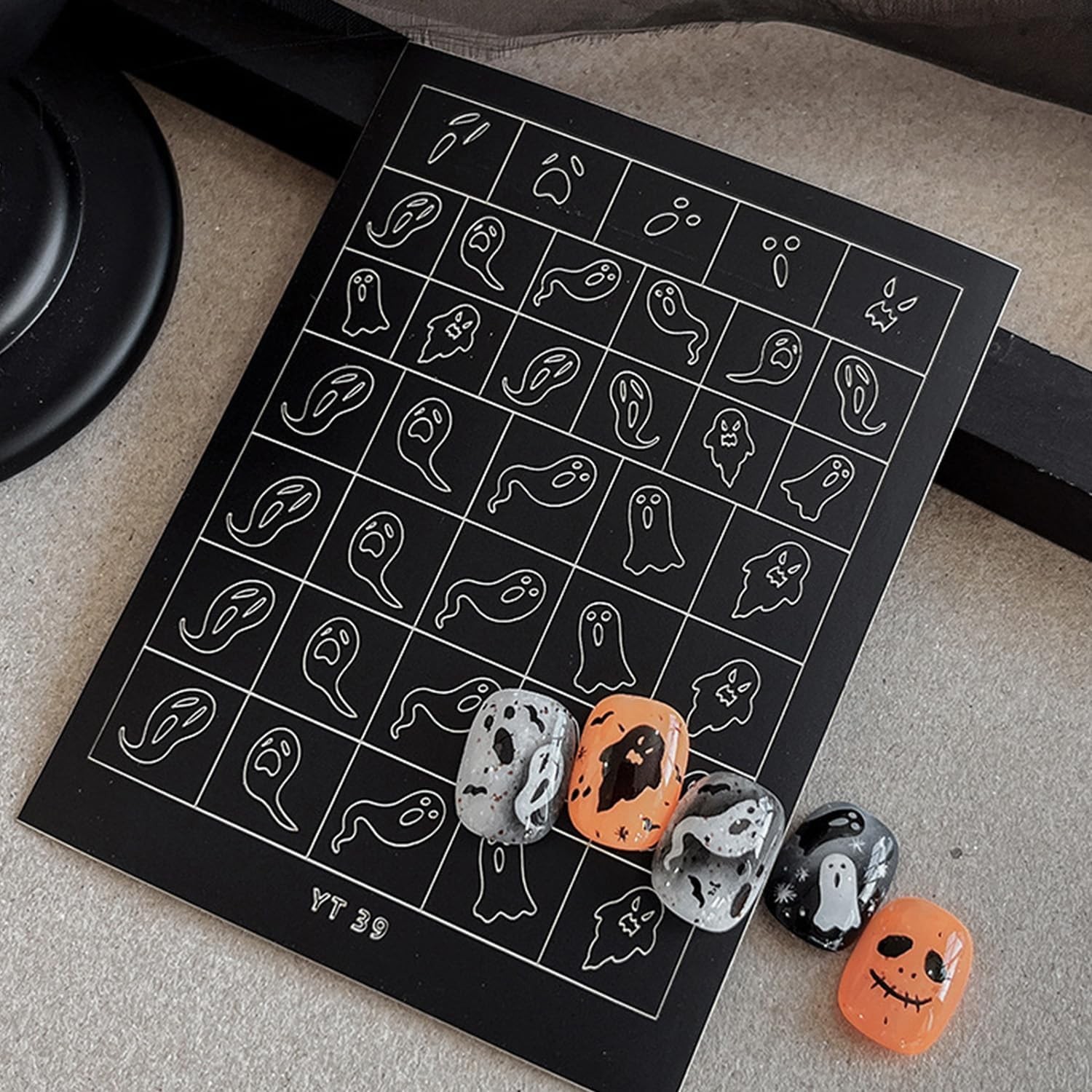 Halloween Nail Stickers Airbrush Stencils Stickers for Nail Art with Skull Gh…