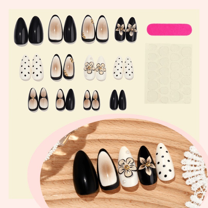 48 Pieces of Warm Chocolate and Cream 3D Flower Nail Art – Medium Nail Art
