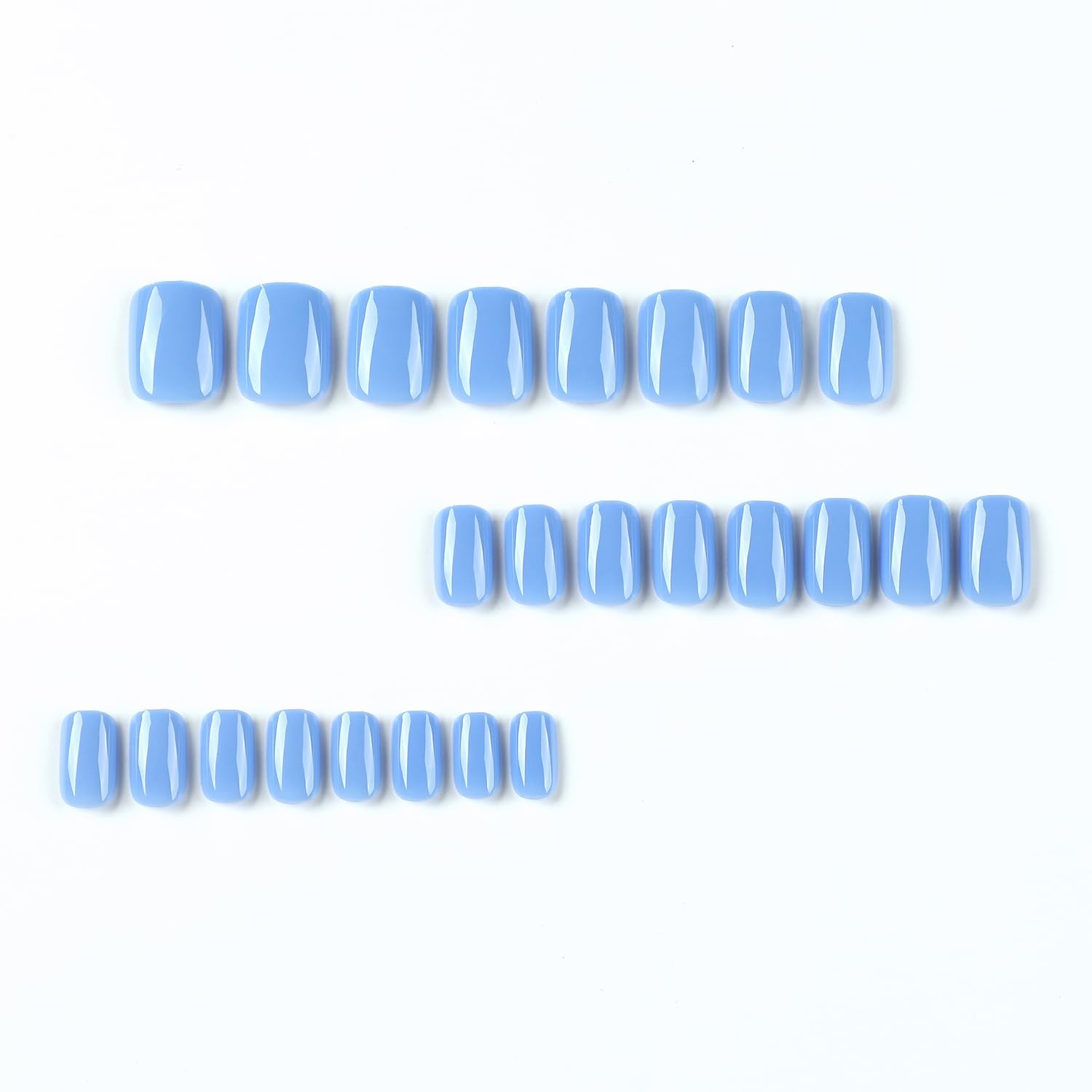 Lake Blue Press on Nails Short Square Fake with Nail Short, lake blue