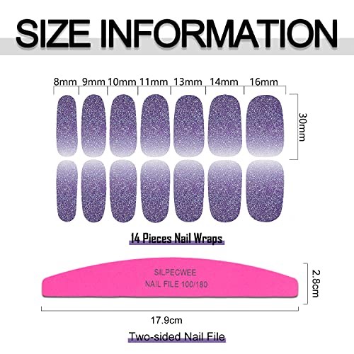 24 Sheets Full Nail Wraps Gradient Glitter Nail Polish Gradient Glitter Style