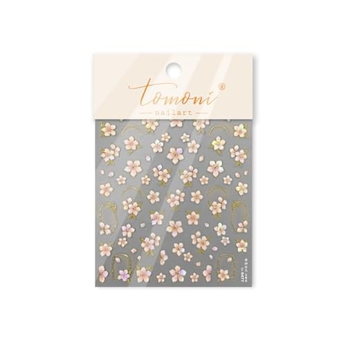 Flowers Nail Art Stickers 5D Embossed Pink Nail Stickers Self-Adhesive Style-31