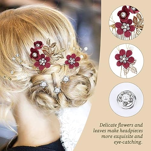 Cinaci 18 Pieces Bridal Wedding Party Prom 1 Count (Pack of 18), Burgundy
