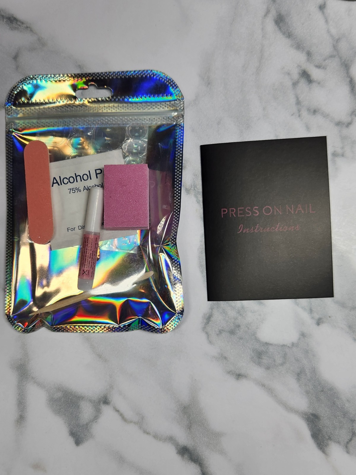 30-Piece Press-On Nail Set. Diamond High-Shine, High-Sparkle. Short Square. New.
