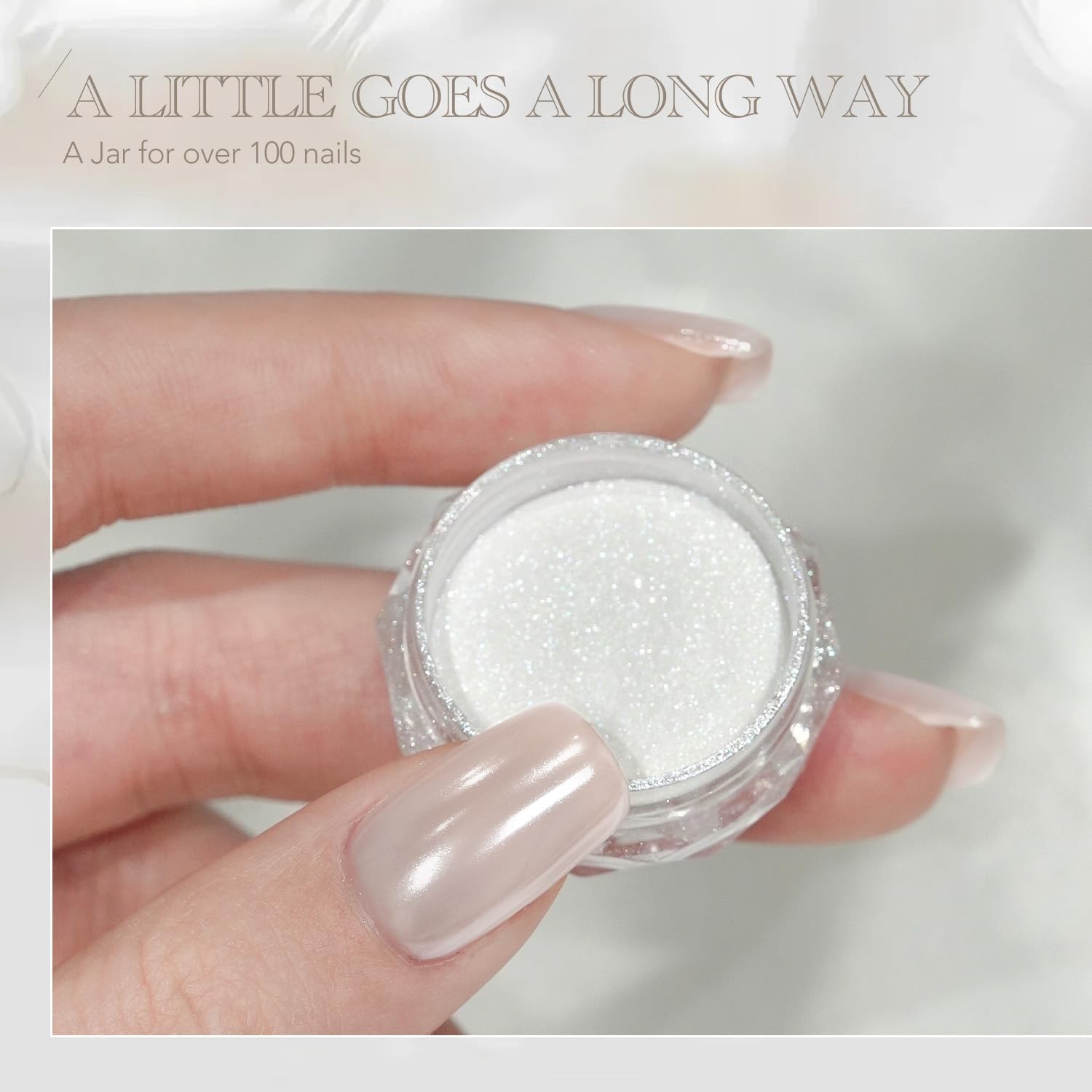 White Pearl Chrome Nail Powder Aurora Mirror Effect Glitter Nail Pigment