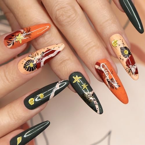 Pndeyo 2 Boxes Ocean Theme Nail Charms, Sea Beach Starfish Seashell Nail Gold