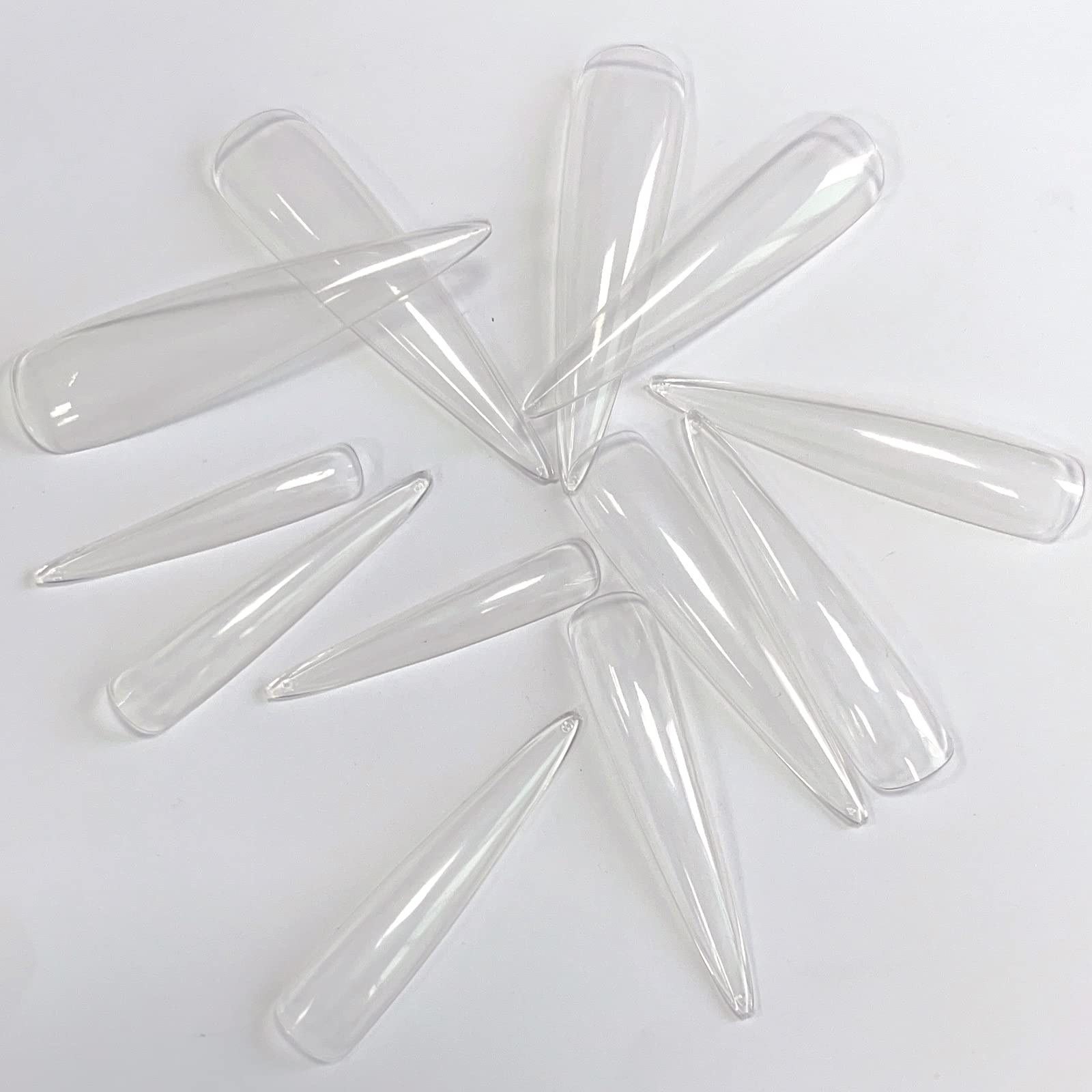 AddFavor 600pcs XXXL Clear Stiletto Nail Tips Extra Long 3xl Large,