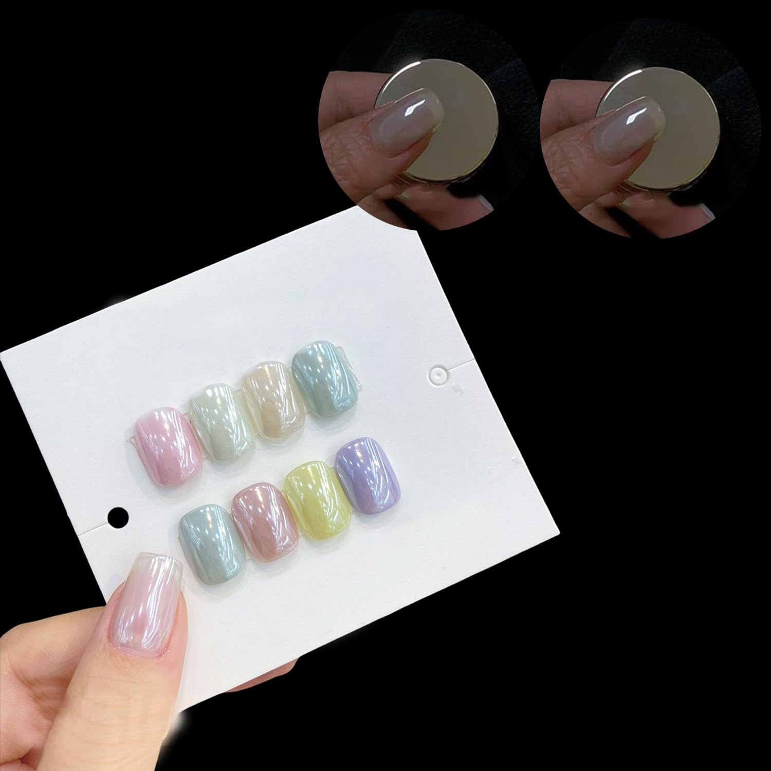 2Pcs White Chrome Nail Powder Moonlight Pearl Powder for Nails, Magic Clear Pear